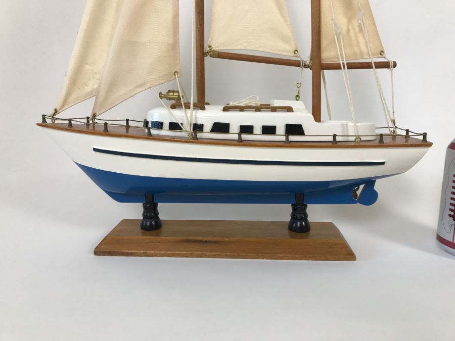 Decorative Wooden Sailboat Ship With Stand [Photo 2]