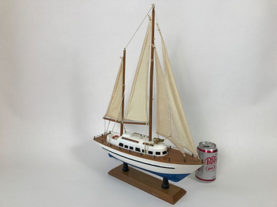 Decorative Wooden Sailboat Ship With Stand [Photo 5]