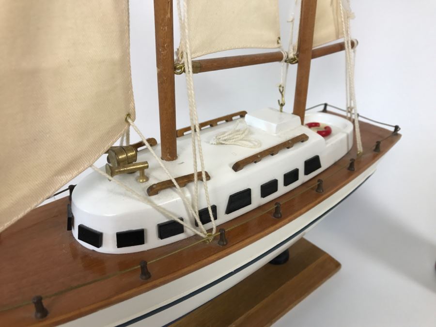 Decorative Wooden Sailboat Ship With Stand [Photo 4]