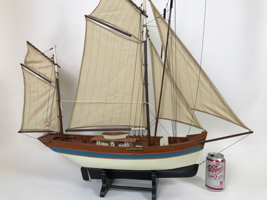 Decorative Wooden Sailboat Ship With Stand [Photo 7]