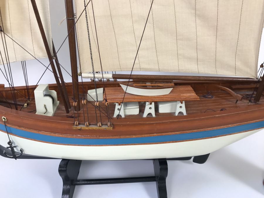 Decorative Wooden Sailboat Ship With Stand [Photo 3]