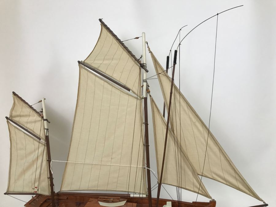 Decorative Wooden Sailboat Ship With Stand [Photo 8]