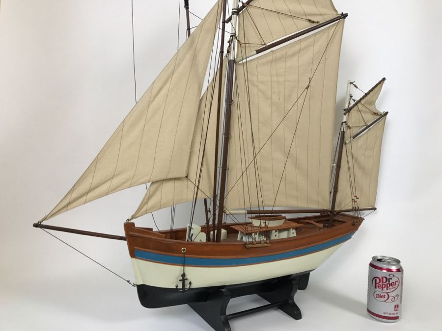 Decorative Wooden Sailboat Ship With Stand [Photo 4]