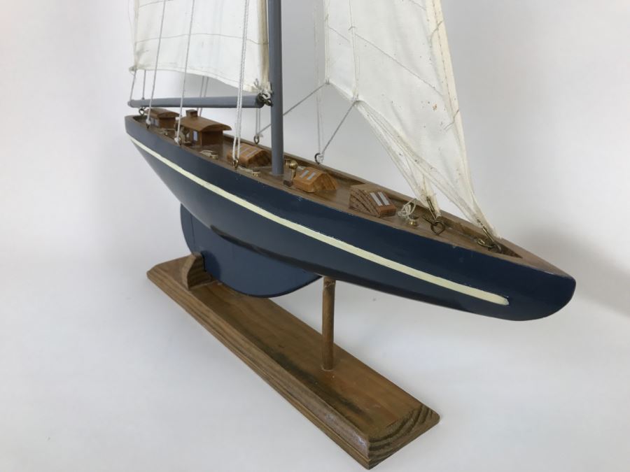 Decorative Wooden Sailboat Ship With Stand [Photo 7]
