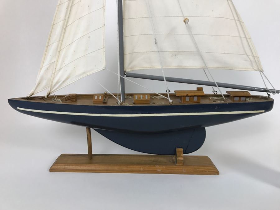 Decorative Wooden Sailboat Ship With Stand [Photo 2]