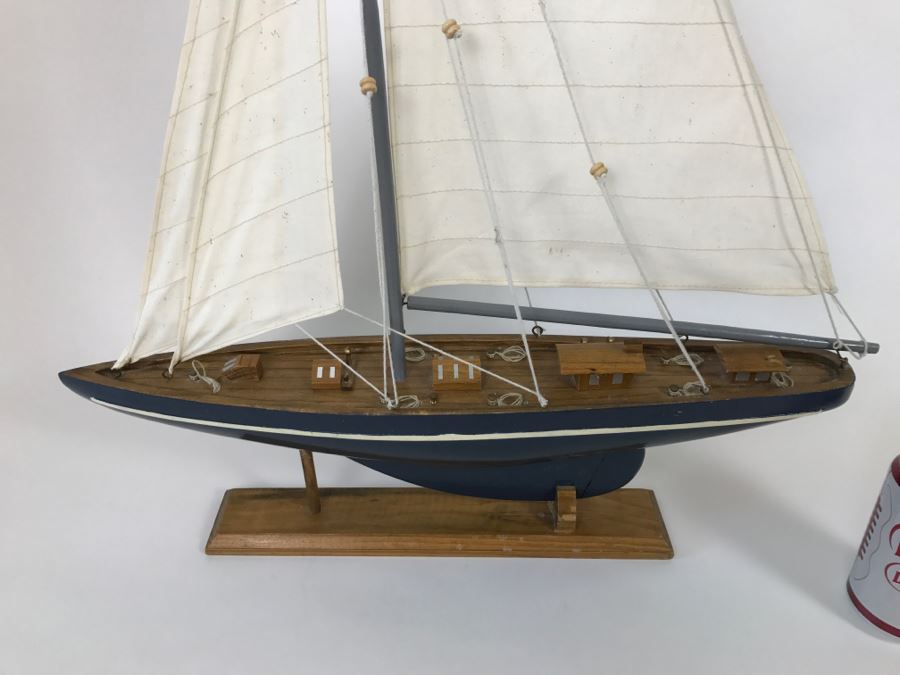Decorative Wooden Sailboat Ship With Stand [Photo 3]
