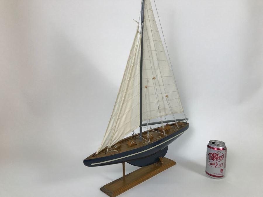 Decorative Wooden Sailboat Ship With Stand [Photo 4]