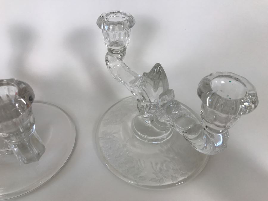 Set Of 6 Vintage Glass Candle Holders Candelabras [Photo 7]