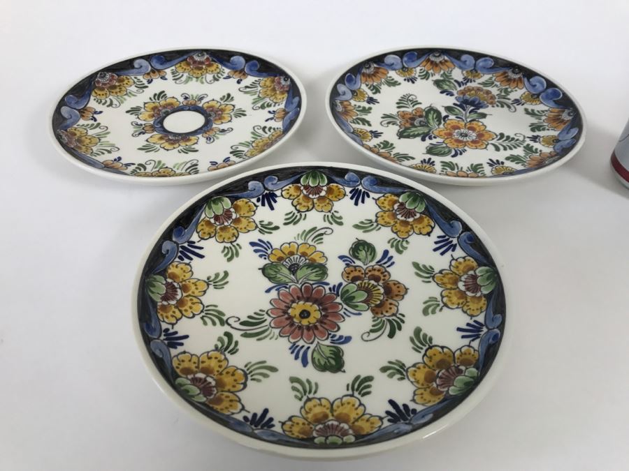 Set Of 3 Delft Handpainted Plates Holland