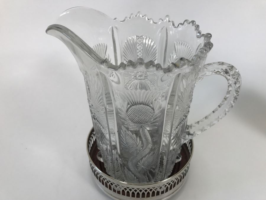 Vintage Cavalier English Silverplate Pitcher Coaster With Glass Pitcher [Photo 3]
