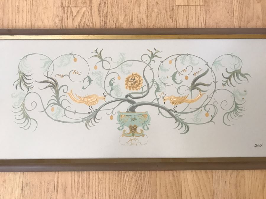 Handpainted Framed Painting Of Planter With Pair Of Birds [Photo 2]