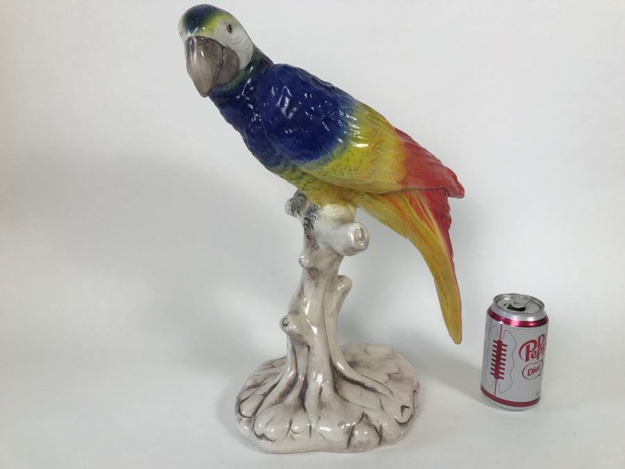 Hand Painted Italian Parrot Bird Slight Chip Shown In Photos