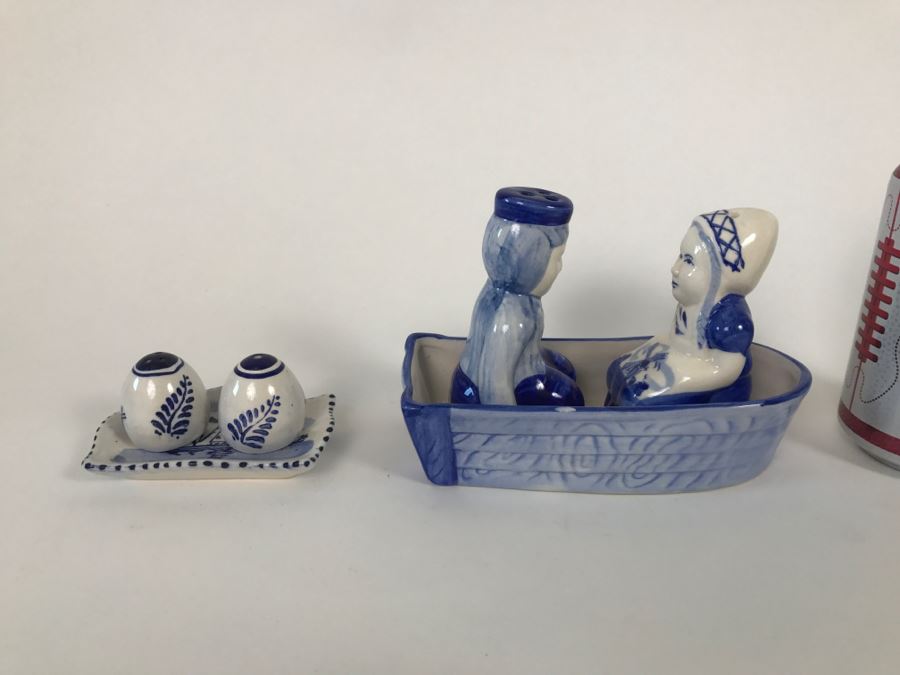 Pair Of Delft Blue Salt And Pepper Shakers