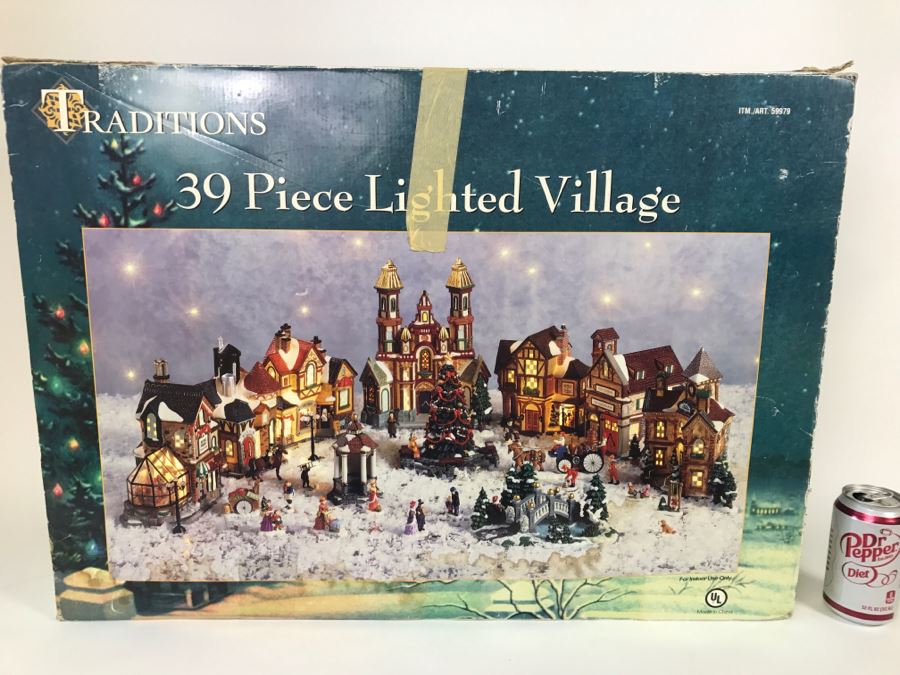 39 Piece Lighted Christmas Village Set