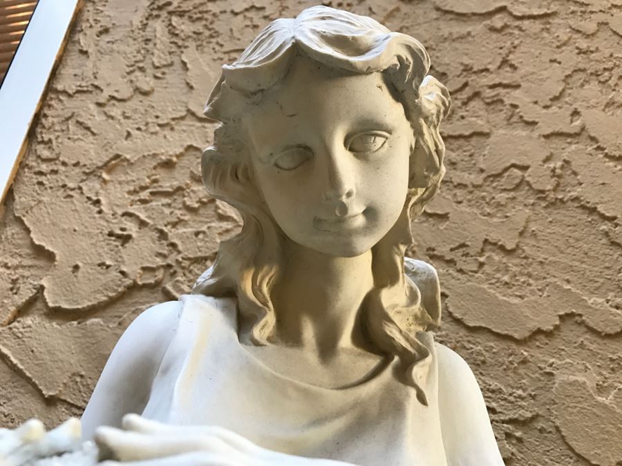 Faux Marble Resin 3-Tier Outdoor Garden Water Fountain Lady Pouring Water Shell Motif [Photo 6]