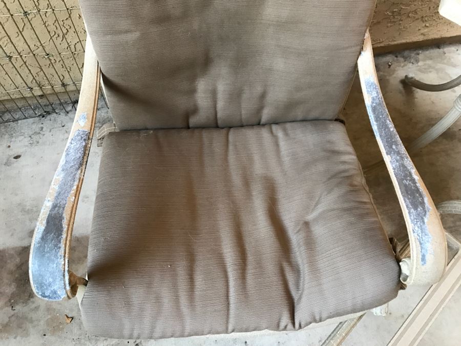 Outdoor Aluminum Patio Furniture With (2) Swivel Rocking Chairs With Ottomans And Matching Table [Photo 9]