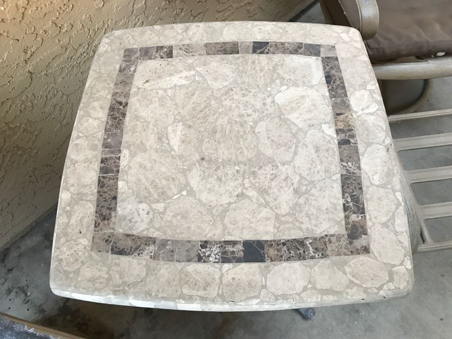 Outdoor Aluminum Patio Furniture With (2) Swivel Rocking Chairs With Ottomans And Matching Table [Photo 5]