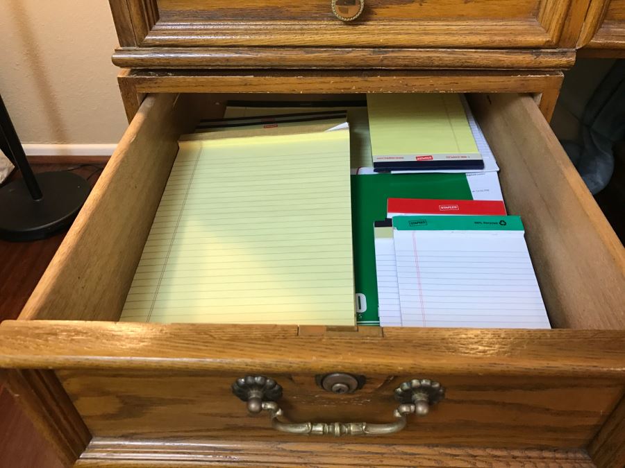 Unique Roll Top Oak Desk With Marble Top And (3) Secret Compartments (See Photos) [Photo 23]