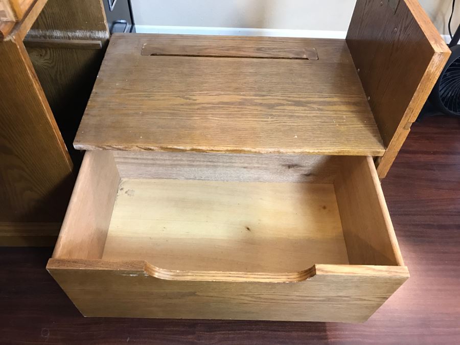 Unique Roll Top Oak Desk With Marble Top And (3) Secret Compartments (See Photos) [Photo 20]