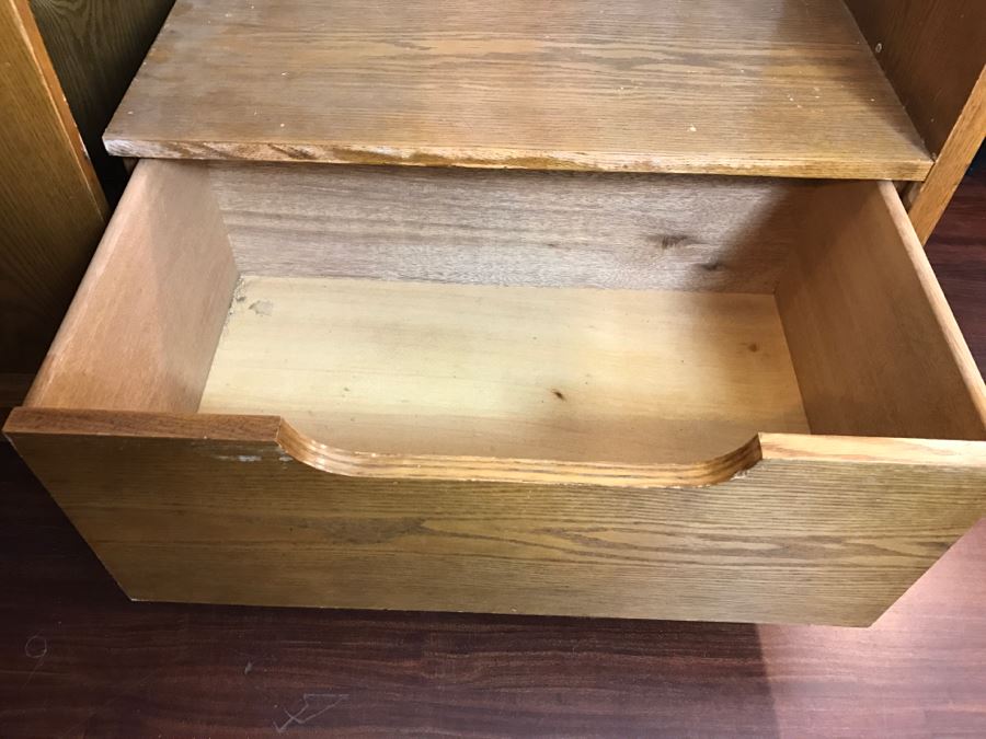Unique Roll Top Oak Desk With Marble Top And (3) Secret Compartments (See Photos) [Photo 19]