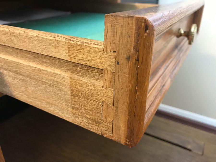 Unique Roll Top Oak Desk With Marble Top And (3) Secret Compartments (See Photos) [Photo 15]