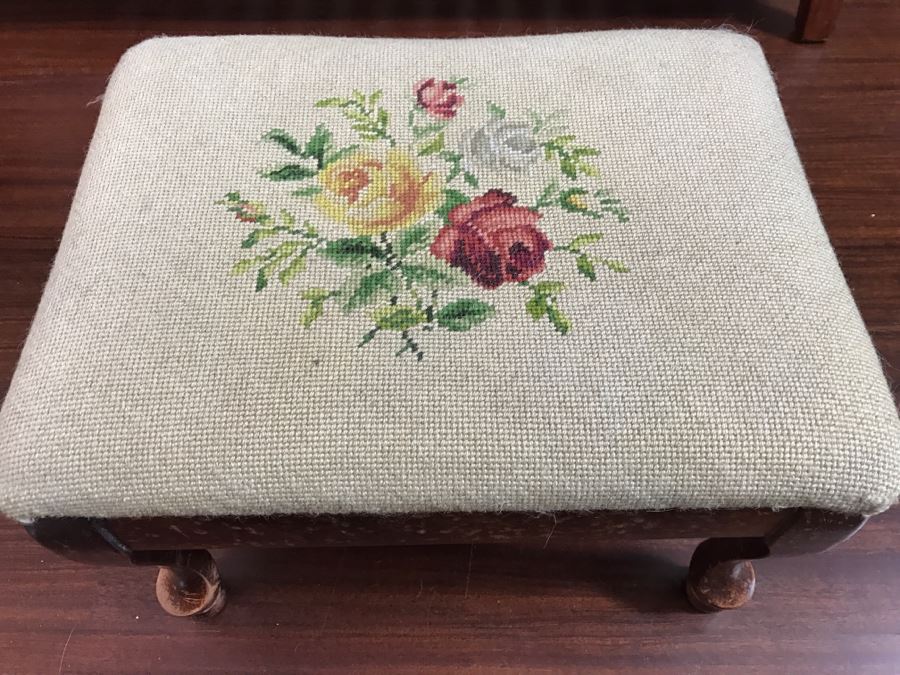 Vintage Needlepoint Stool [Photo 2]