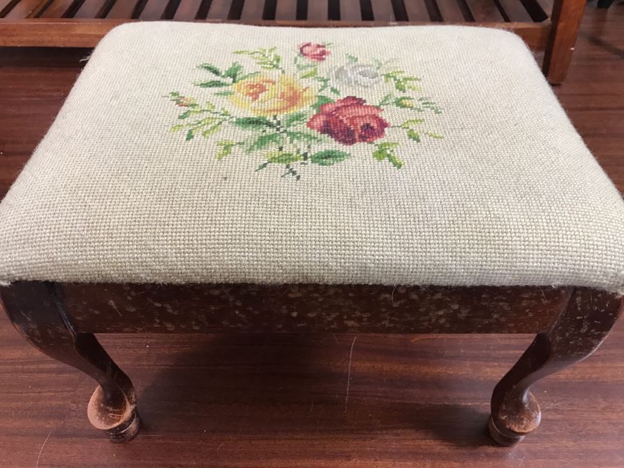 Vintage Needlepoint Stool [Photo 1]