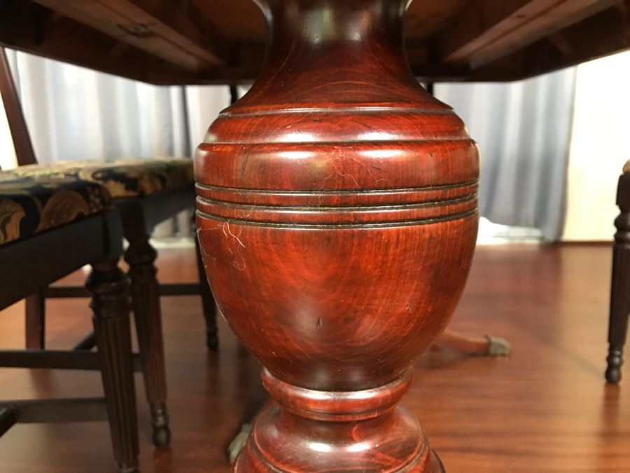 Stunning Mahogany Double Pedestal Dining Table With 6 Dining Chairs (2 Armchairs) [Photo 23]