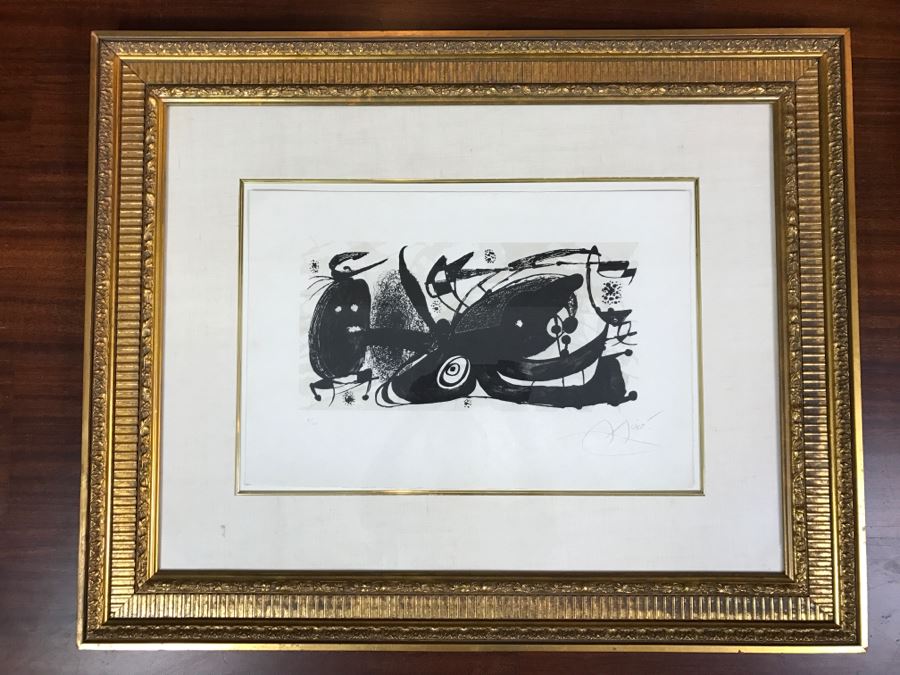 Joan Miro Lithograph Escultor Hand Signed Lower Right Limited Edition 5 Of 20 In Gilt Wood Frame Appraised For $3,200 In 1987 [Photo 3]