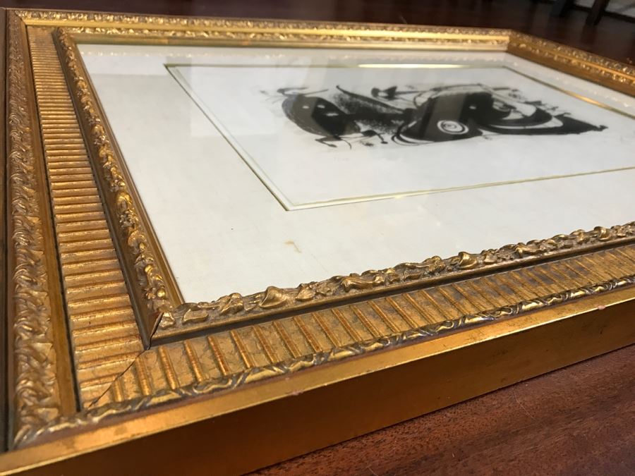 Joan Miro Lithograph Escultor Hand Signed Lower Right Limited Edition 5 Of 20 In Gilt Wood Frame Appraised For $3,200 In 1987 [Photo 23]