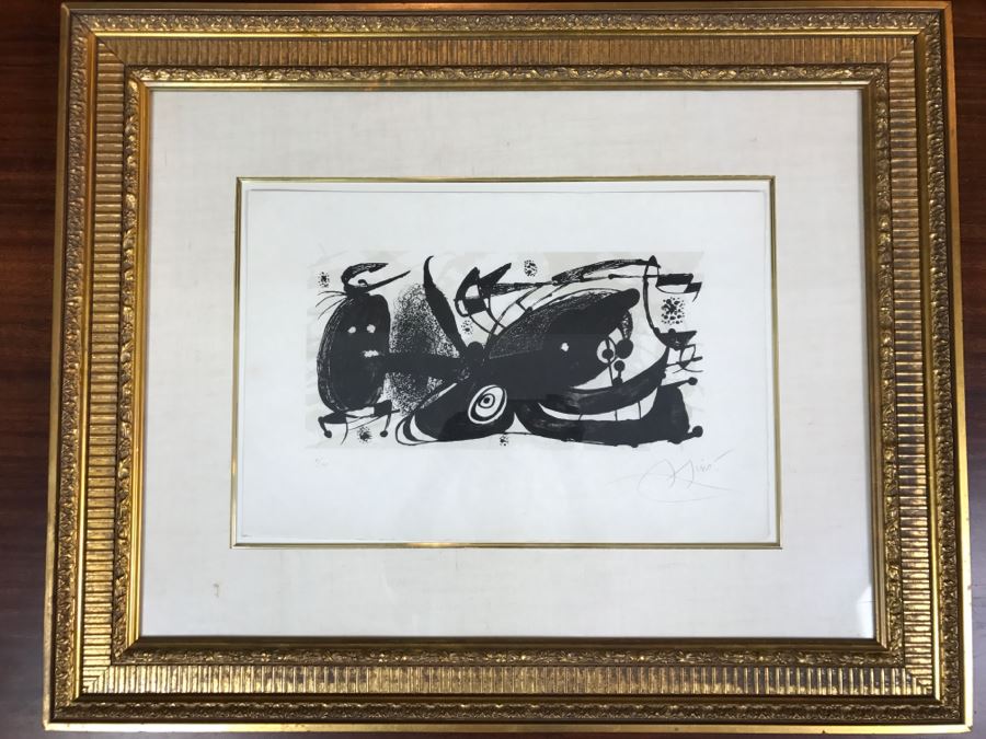 Joan Miro Lithograph Escultor Hand Signed Lower Right Limited Edition 5 Of 20 In Gilt Wood Frame Appraised For $3,200 In 1987 [Photo 2]