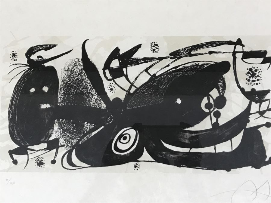 Joan Miro Lithograph Escultor Hand Signed Lower Right Limited Edition 5 Of 20 In Gilt Wood Frame Appraised For $3,200 In 1987 [Photo 7]