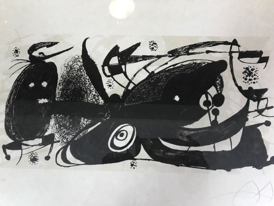 Joan Miro Lithograph Escultor Hand Signed Lower Right Limited Edition 5 Of 20 In Gilt Wood Frame Appraised For $3,200 In 1987 [Photo 21]