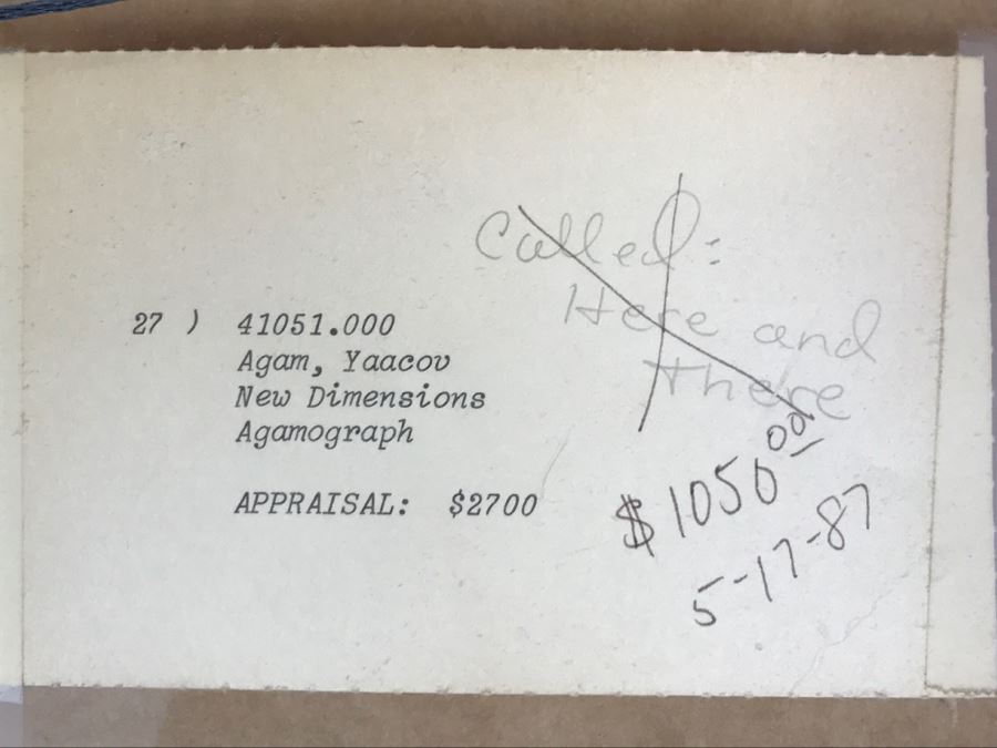 Yaacov Agam Israeli Artist New Dimensions Agamograph Kinetic Optical Art Limited Edition 58 Of 99 Hand Signed Lower Right Appraised For $2,700 In 1987 [Photo 31]