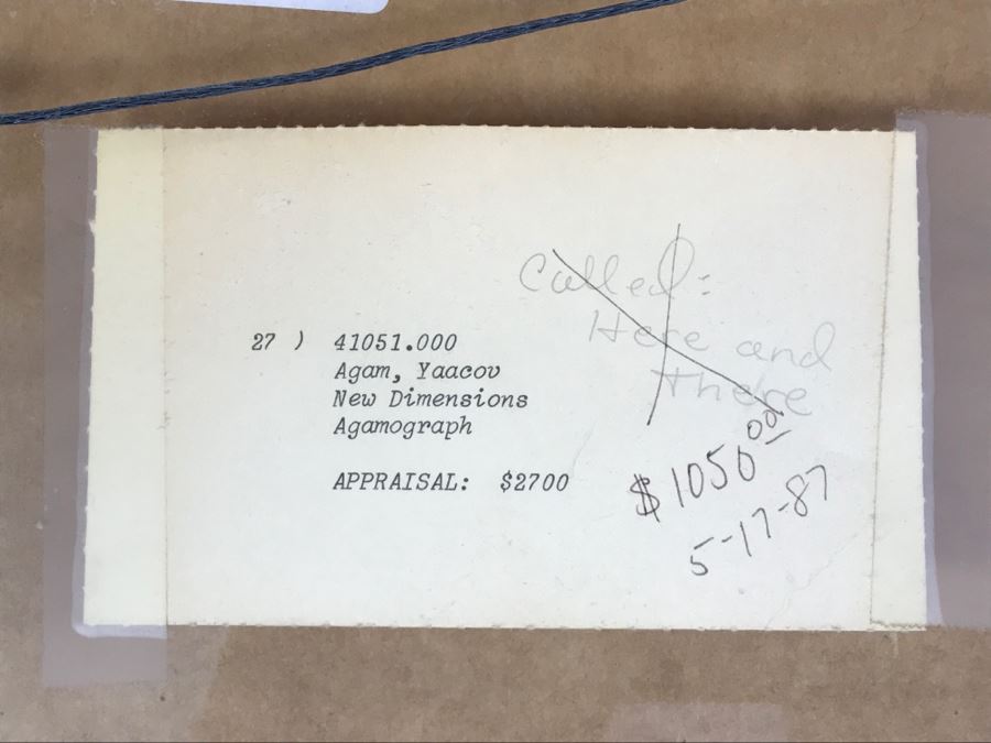 Yaacov Agam Israeli Artist New Dimensions Agamograph Kinetic Optical Art Limited Edition 58 Of 99 Hand Signed Lower Right Appraised For $2,700 In 1987 [Photo 30]