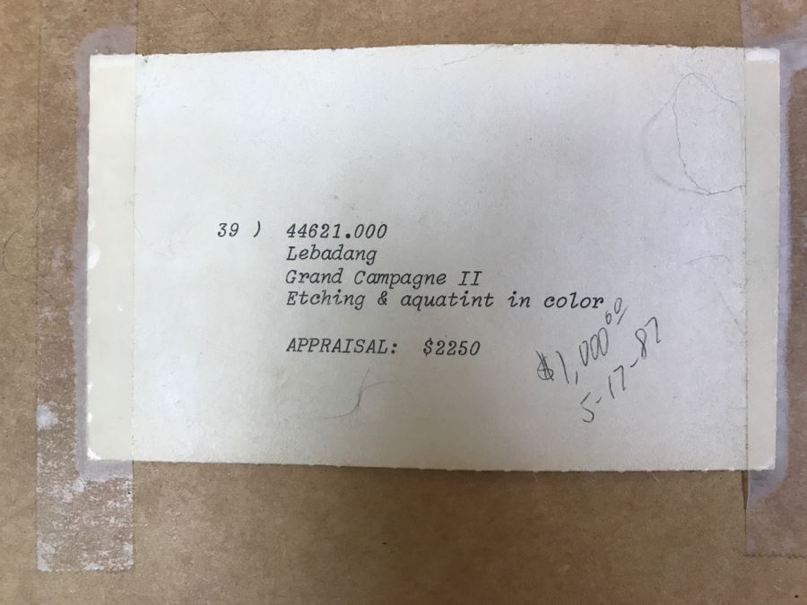 Lebadang, Vietnameses Artist, Grand Campagne II Etching And Aquatint In Color Hand Signed Lower Right Appraised For $2,250 In 1987 [Photo 21]