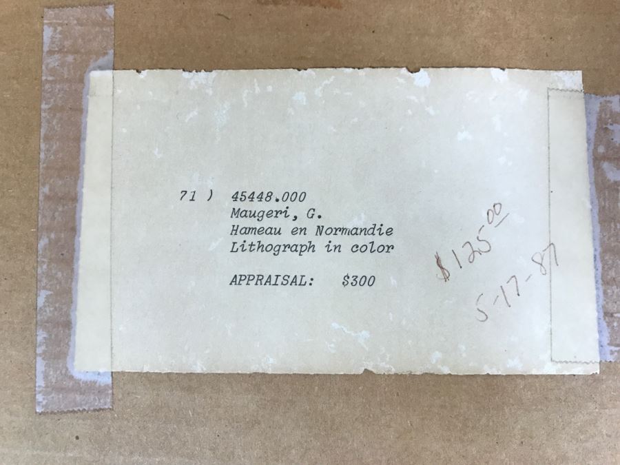 G. Maugeri 'Hameau En Normandie' Lithograph In Color Hand Signed Lower Right In Gilt Wood Frame Appraised For $300 In 1987 [Photo 18]