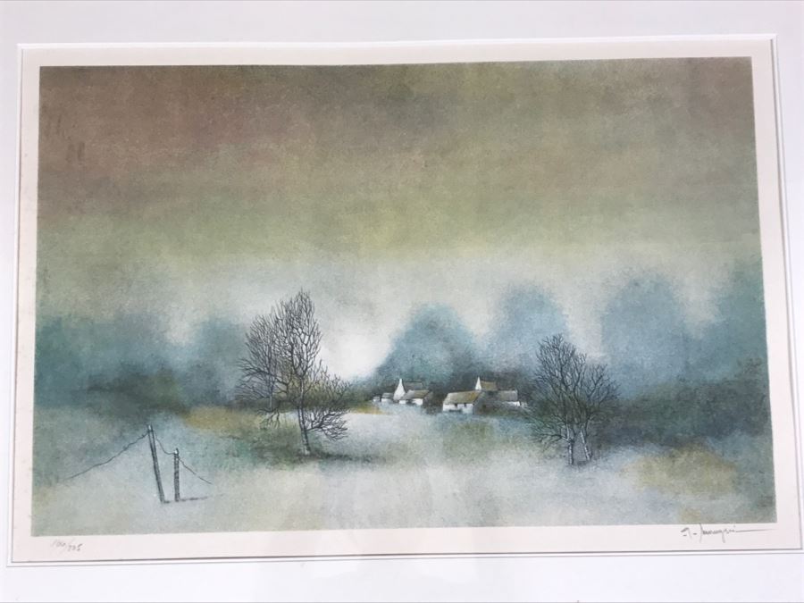 G. Maugeri 'Hameau En Normandie' Lithograph In Color Hand Signed Lower Right In Gilt Wood Frame Appraised For $300 In 1987 [Photo 3]