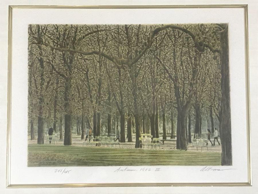 Harold Altman 'Autumn 1982 III' Lithograph In Color Hand Signed Lower Right In Gilt Wood Frame Appraised For $525 In 1987