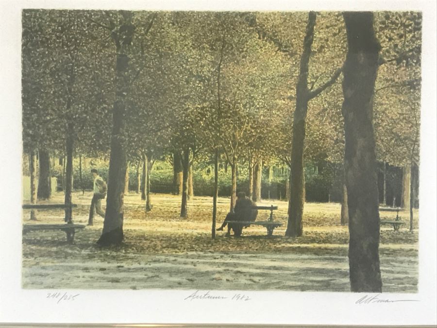Harold Altman 'Autumn 1982' Lithograph In Color Hand Signed Lower Right In Gilt Wood Frame Appraised For $495 In 1987 [Photo 4]