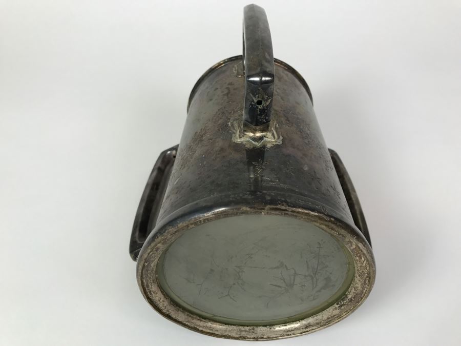 Antique 3-Handle Henry Atkin Atkin Brothers Sheffield British Plated Nickel Silver BPNS Mug Stein Tankard Glass Bottom Ship Mug 1,410g [Photo 10]