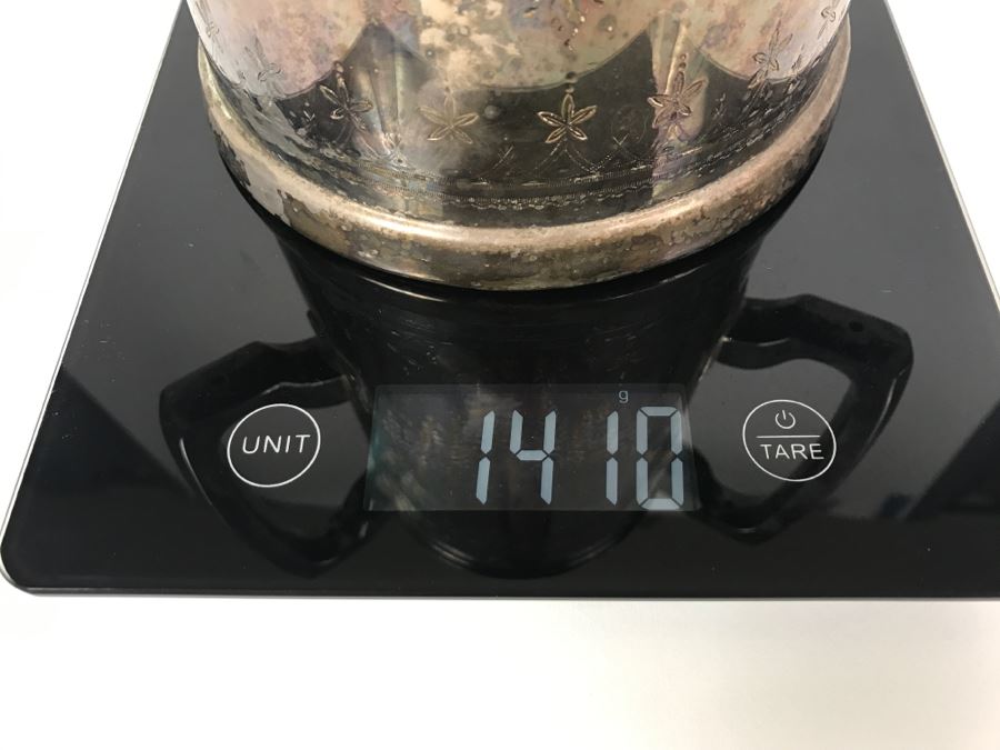 Antique 3-Handle Henry Atkin Atkin Brothers Sheffield British Plated Nickel Silver BPNS Mug Stein Tankard Glass Bottom Ship Mug 1,410g [Photo 20]