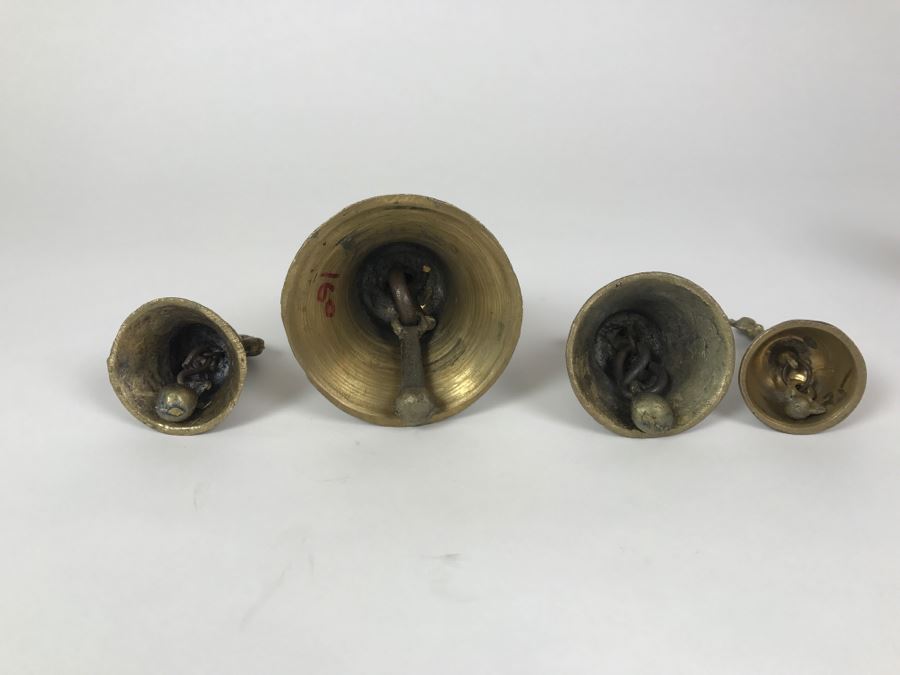 4 Collection Of India Brass Bells Purchased In India