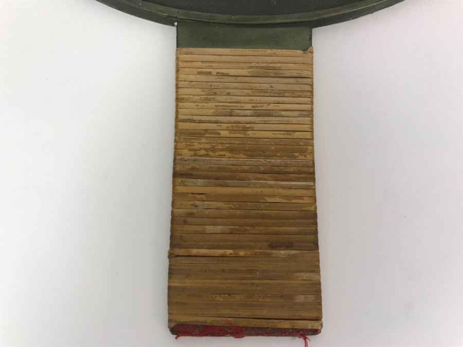 Antique Japanese Bronze Mirror With Lacquer Storage Box Geisha Accessory Japan Art [Photo 8]