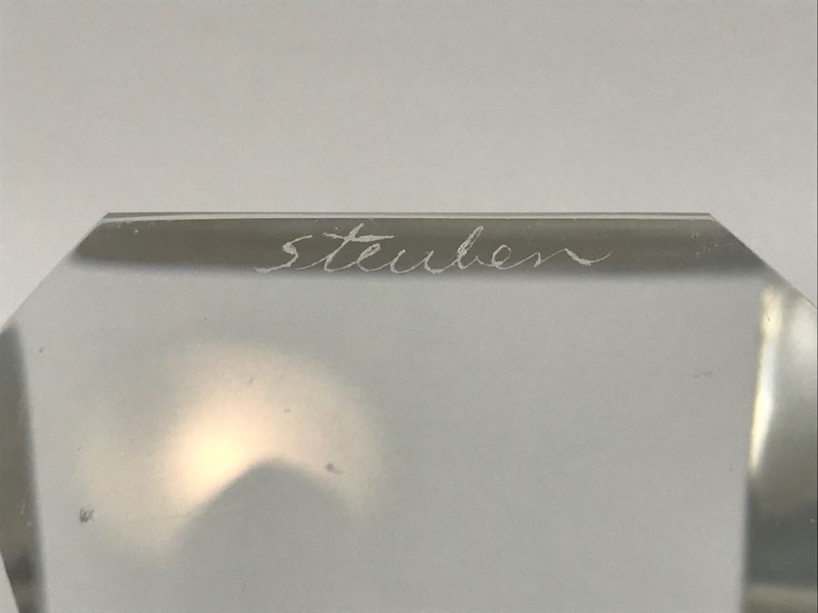STEUBEN Glass Sculpture Paperweight Etched Signed [Photo 10]
