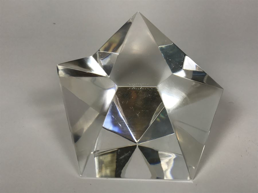 STEUBEN Glass Sculpture Paperweight Etched Signed [Photo 6]