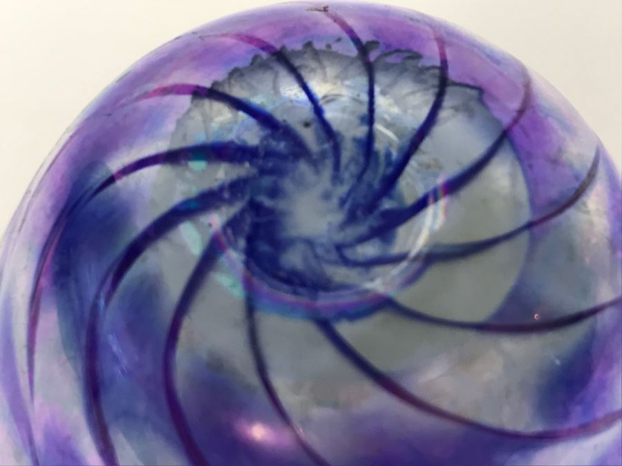 Stunning Purple Swirl Art Glass Vase Signed Underneath [Photo 7]