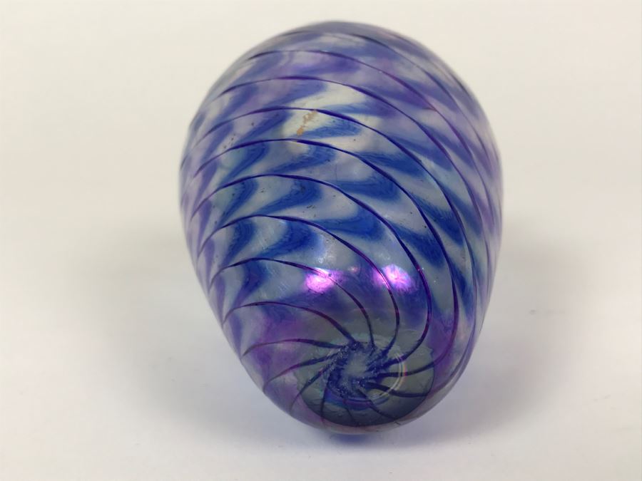 Stunning Purple Swirl Art Glass Vase Signed Underneath [Photo 5]