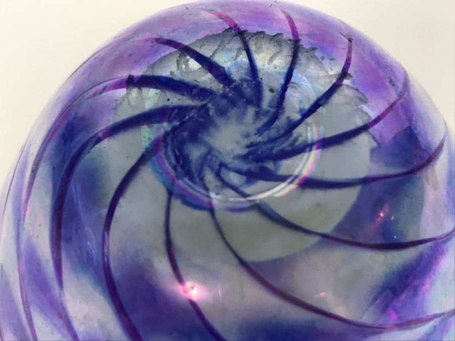 Stunning Purple Swirl Art Glass Vase Signed Underneath [Photo 8]