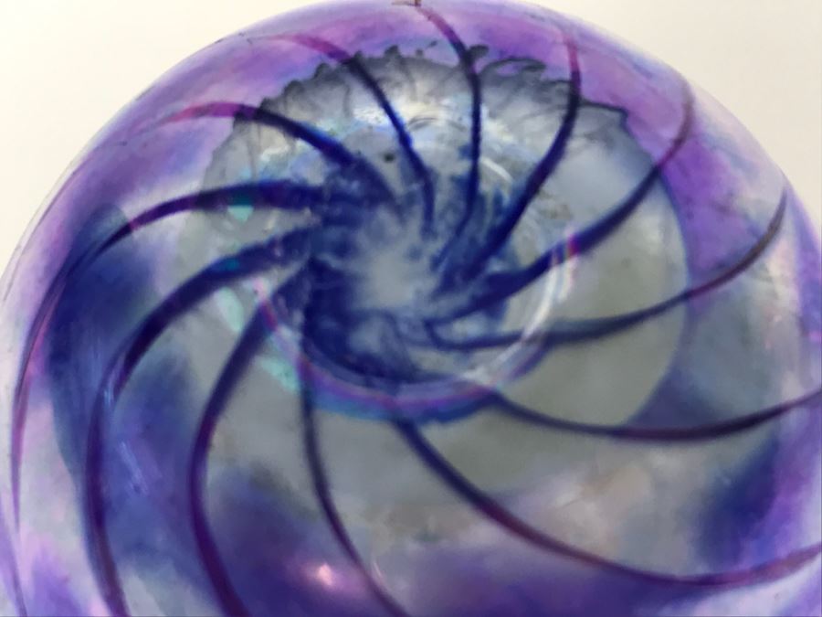 Stunning Purple Swirl Art Glass Vase Signed Underneath [Photo 6]